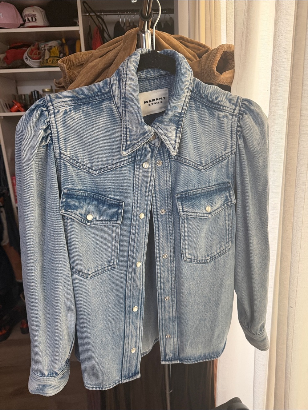 Isabel Marant Étoile Light Wash Denim Button-Down Shirt